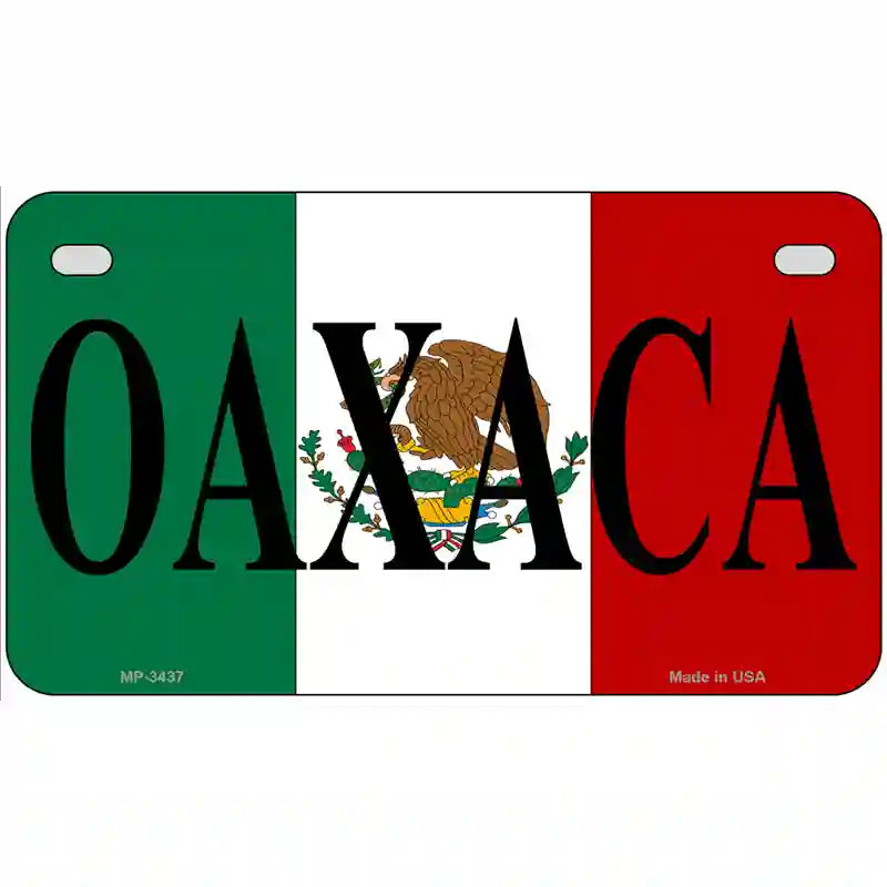 Oaxaca on Mexico Flag Metal Novelty License Plate 7" x 4" (MP)