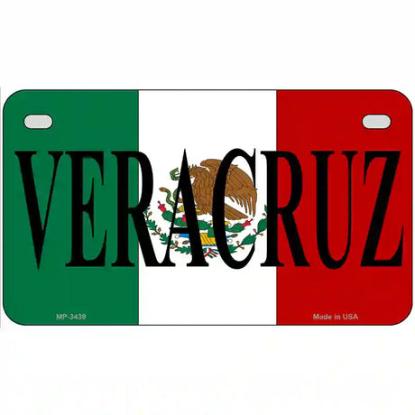 Veracruz on Mexico Flag Metal Novelty License Plate 7" x 4" (MP)