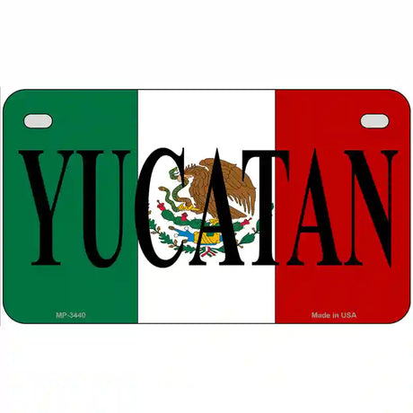 Yucatan on Mexico Flag Metal Novelty License Plate 7" x 4" (MP)