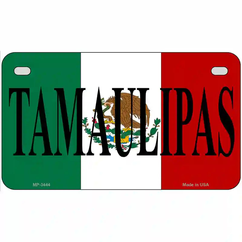 Tamaulipas on Mexico Flag Metal Novelty License Plate 7" x 4" (MP)