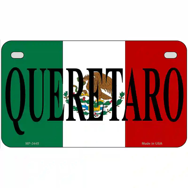 Queretaro on Mexico Flag Metal Novelty License Plate 7" x 4" (MP)