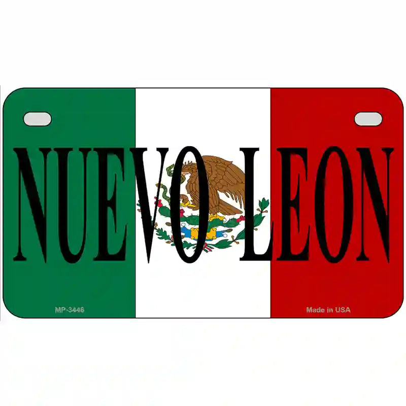 Nuevo Leon on Mexico Flag Metal Novelty License Plate 7" x 4" (MP)