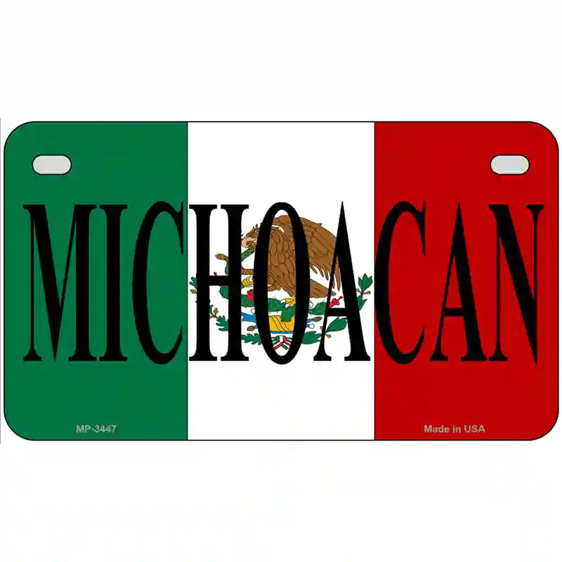 Michoacan on Mexico Flag Metal Novelty License Plate 7" x 4" (MP)