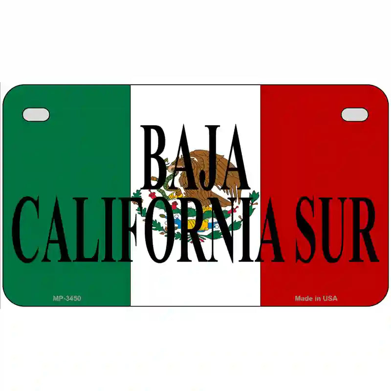 Baja California Sur on Mexico Flag Metal Novelty License Plate 7" x 4" (MP)