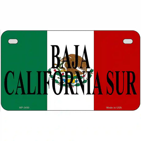 Baja California Sur on Mexico Flag Metal Novelty License Plate 7" x 4" (MP)