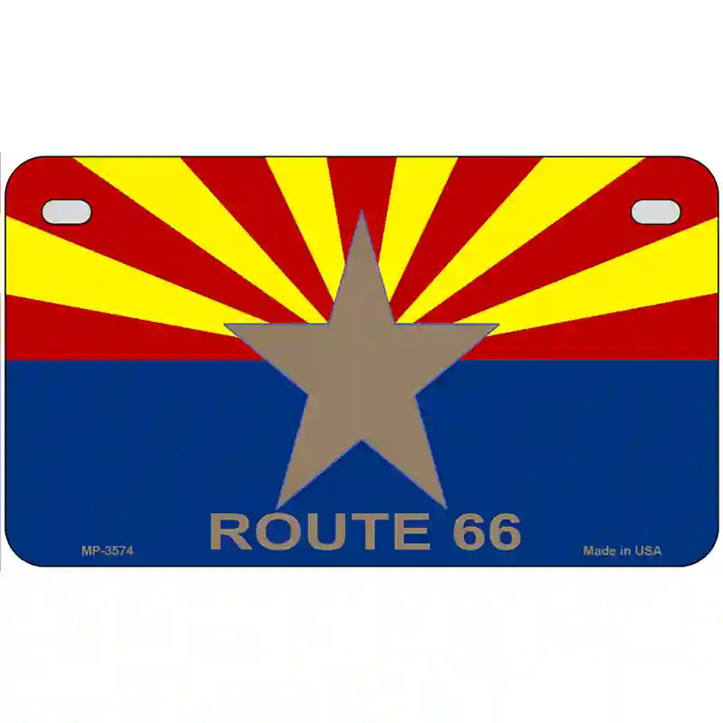 Route 66 Arizona Flag Metal License Plate 7" x 4" (MP)