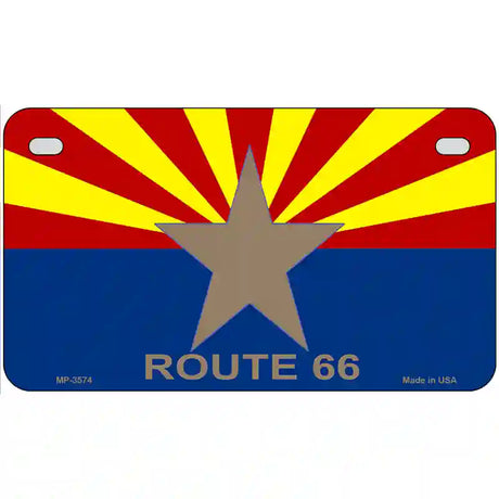 Route 66 Arizona Flag Metal License Plate 7" x 4" (MP)