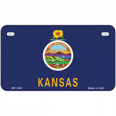 Kansas State Flag Metal Novelty License Plate 7" x 4" (MP)