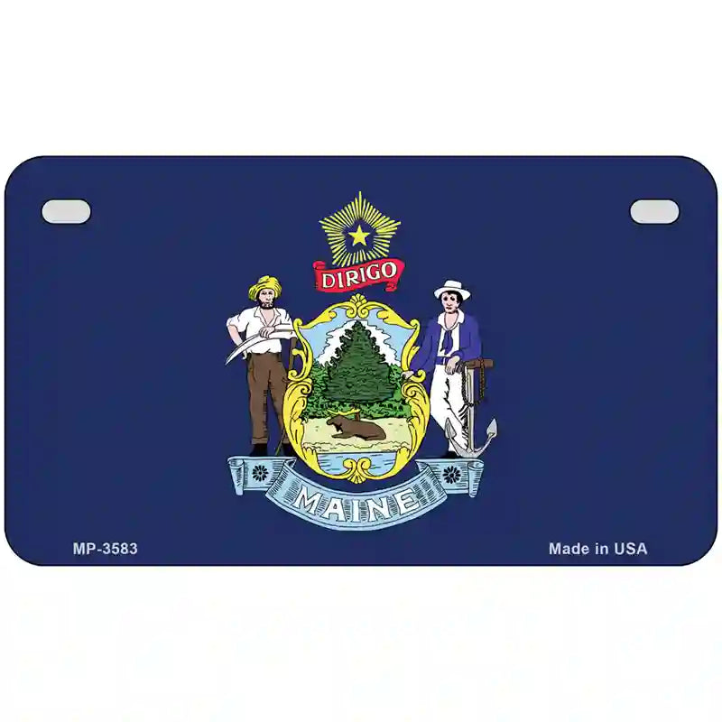 Maine State Flag Metal Novelty License Plate 7" x 4" (MP)