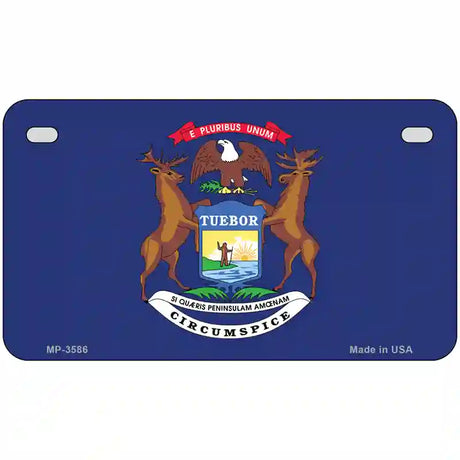 Michigan State Flag Metal Novelty License Plate 7" x 4" (MP)