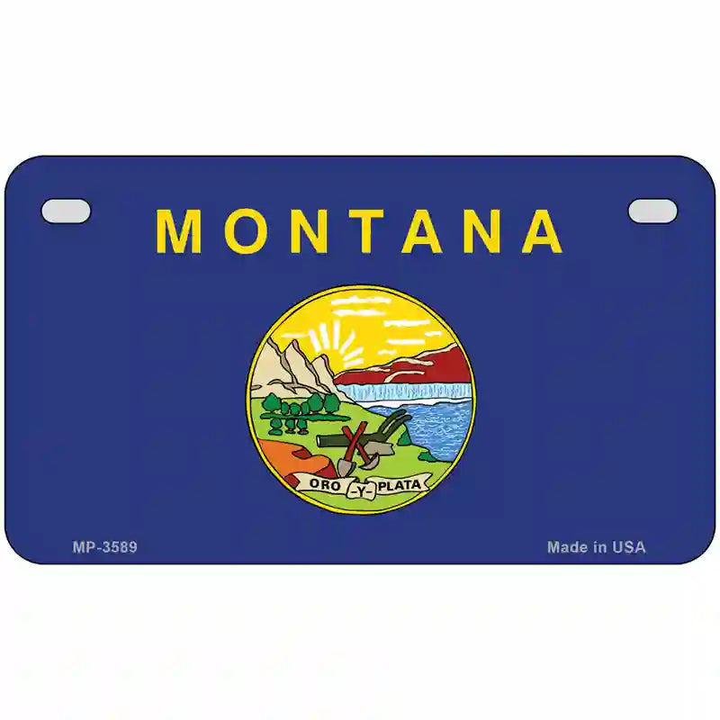 Montana State Flag Metal Novelty License Plate 7" x 4" (MP)