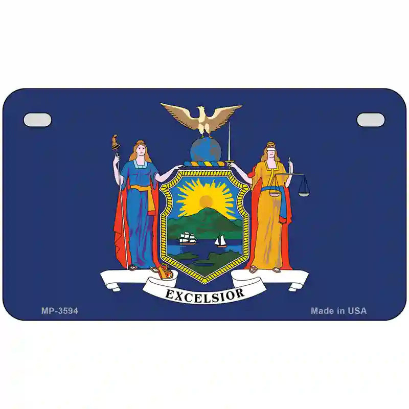 New York State Flag Metal Novelty License Plate 7" x 4" (MP)