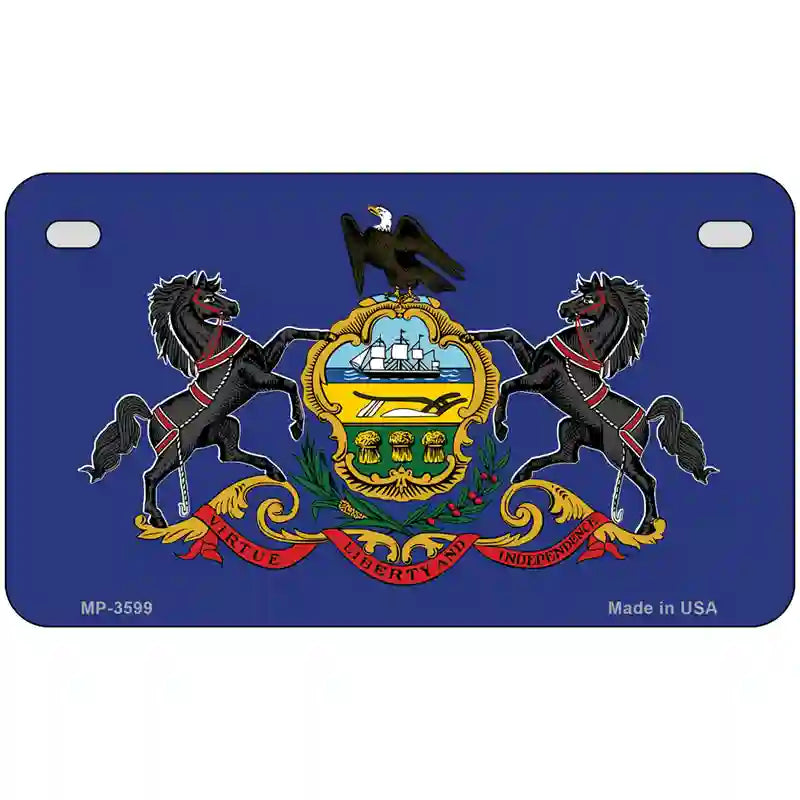 Pennsylvania State Flag Metal Novelty License Plate 7" x 4" (MP)