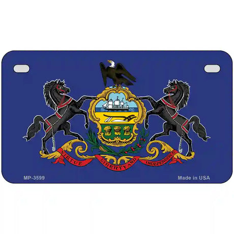 Pennsylvania State Flag Metal Novelty License Plate 7" x 4" (MP)