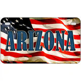 Arizona on American Flag Metal Novelty License Plate 7" x 4" (MP)