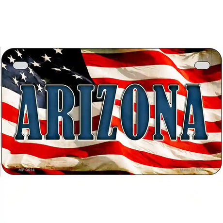 Arizona on American Flag Metal Novelty License Plate 7" x 4" (MP)