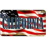 California on American Flag Metal Novelty License Plate 7" x 4" (MP)