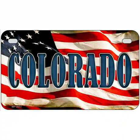 Colorado on American Flag Metal Novelty License Plate 7" x 4" (MP)