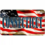 Connecticut on American Flag Metal Novelty License Plate 7" x 4" (MP)