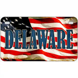 Delaware on American Flag Metal Novelty License Plate 7" x 4" (MP)