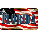 Florida on American Flag Metal Novelty License Plate 7" x 4" (MP)