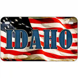 Idaho on American Flag Metal Novelty License Plate 7" x 4" (MP)