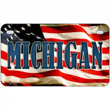 Michigan on American Flag Metal Novelty License Plate 7" x 4" (MP)