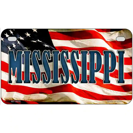 Mississippi on American Flag Metal Novelty License Plate 7" x 4" (MP)