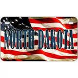 North Dakota on American Flag Metal Novelty License Plate 7" x 4" (MP)