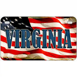 Virginia on American Flag Metal Novelty License Plate 7" x 4" (MP)