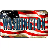 Washington on American Flag Metal Novelty License Plate 7" x 4" (MP)