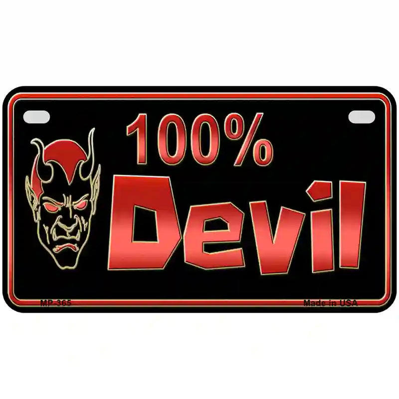 100% Devil Metal Novelty License Plate 7" x 4" (MP)