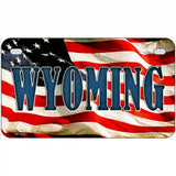 Wyoming on American Flag Metal Novelty License Plate 7" x 4" (MP)