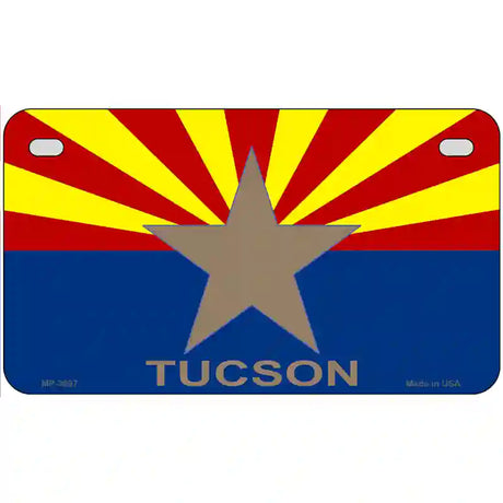 Tucson Arizona State Flag Metal Novelty License Plate 7" x 4" (MP)