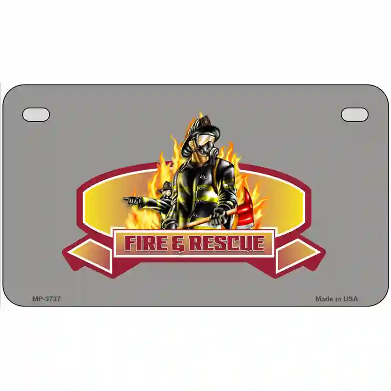 Fire Rescue Metal Novelty License Plate 7" x 4" (MP)