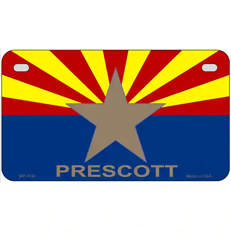 Prescott Arizona State Flag Metal Novelty License Plate 7" x 4" (MP)