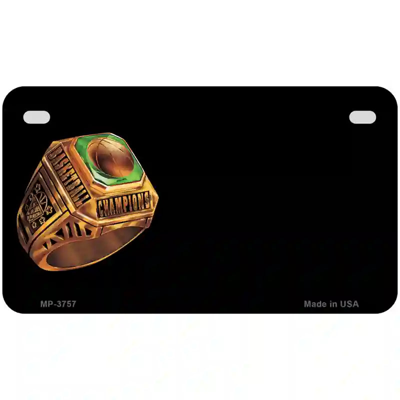 Basketball Champ Ring Offset Metal Novelty License Plate 7" x 4" (MP)