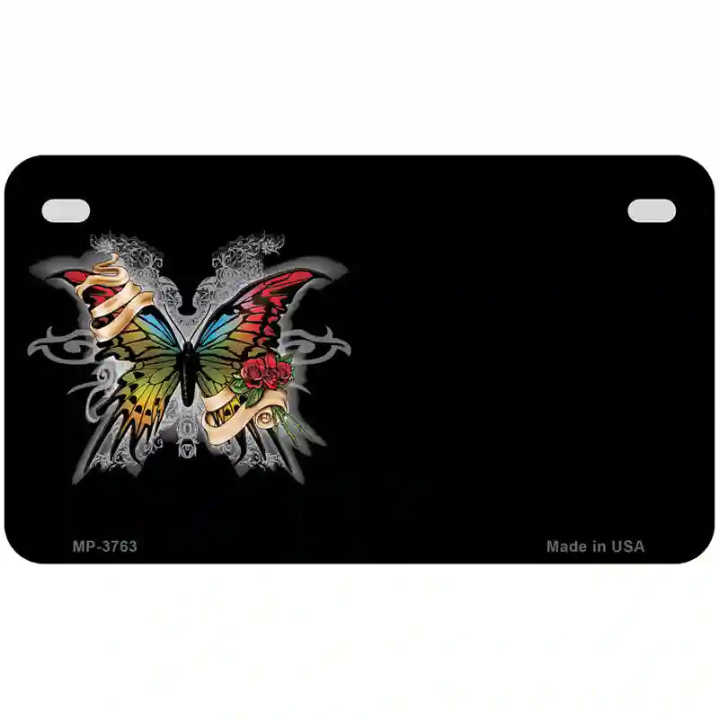 Butterfly Offset Metal Novelty License Plate 7" x 4" (MP)