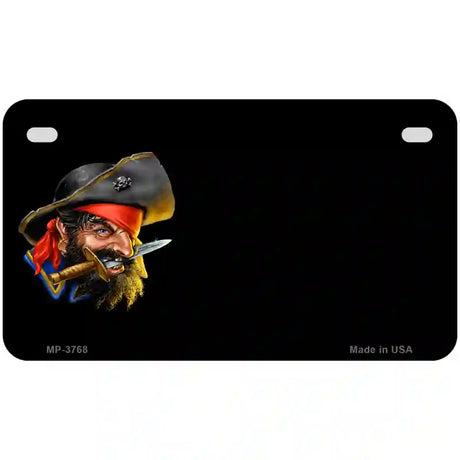 Pirate with Knife Offset Metal Novelty License Plate 7" x 4" (MP)