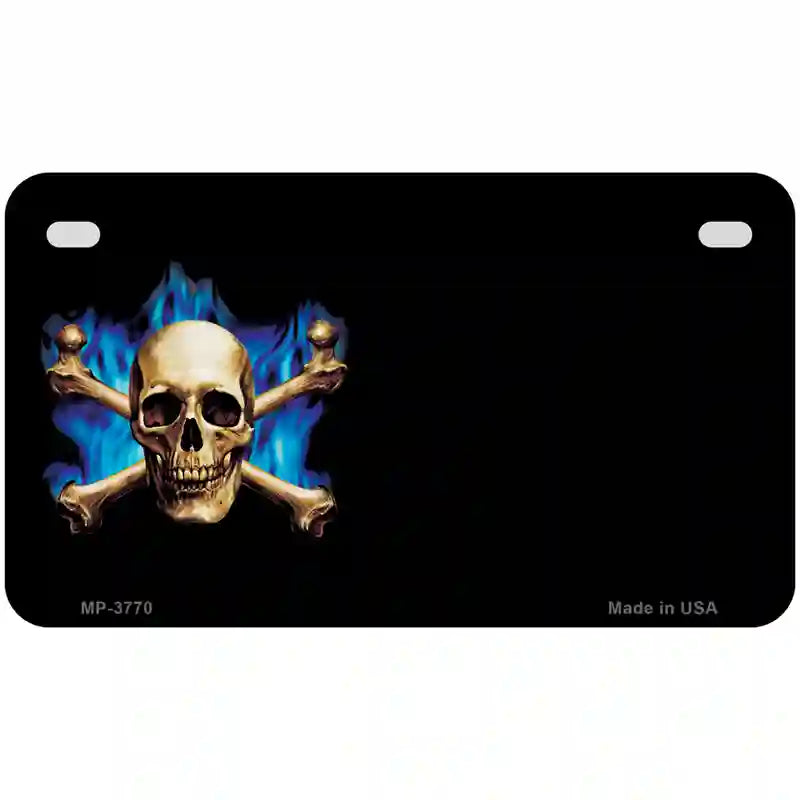 Skull Offset Metal Novelty License Plate 7" x 4" (MP)