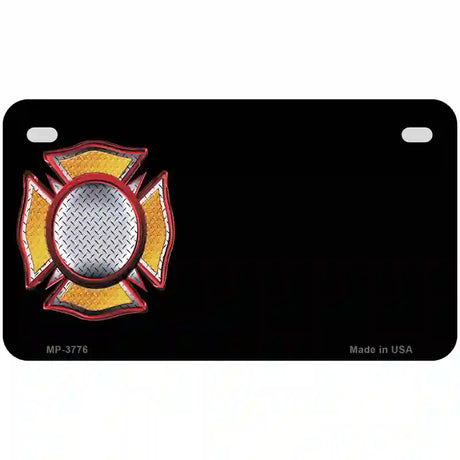 Fire Maltese Cross Offset Metal Novelty License Plate 7" x 4" (MP)