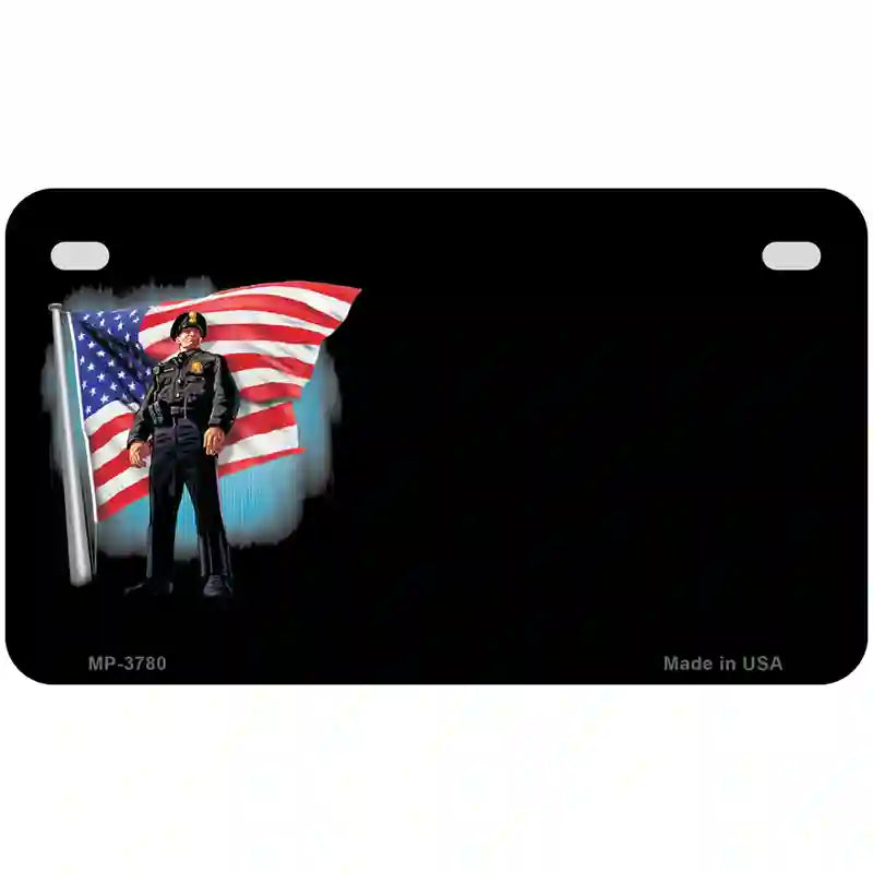 Police Officer American Flag Offset Metal Novelty License Plate 7" x 4" (MP)