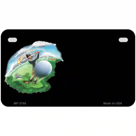 Golfer Golf ball Offset Metal Novelty License Plate 7" x 4" (MP)