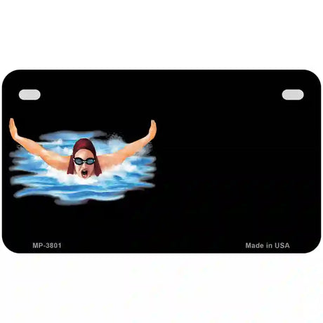 Female Swimmer Offset Metal Novelty License Plate 7" x 4" (MP)