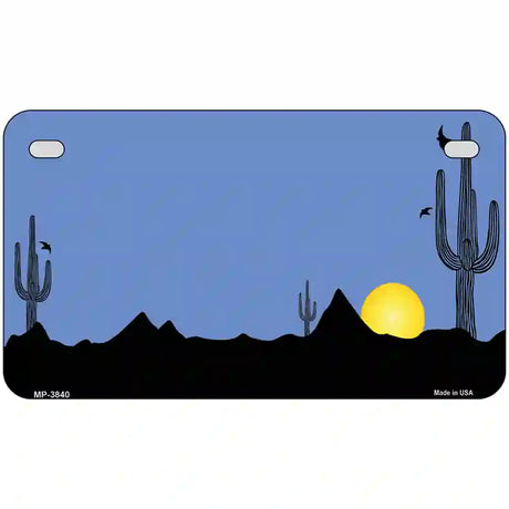 Southwest Cactus Sunrise Blue Metal Novelty License Plate 7" x 4" (MP)