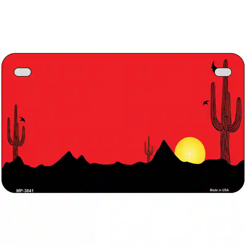 Southwest Cactus Sunrise Red Metal Novelty License Plate 7" x 4" (MP)