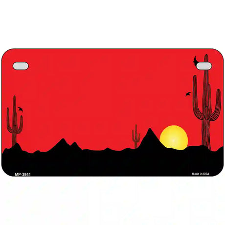 Southwest Cactus Sunrise Red Metal Novelty License Plate 7" x 4" (MP)