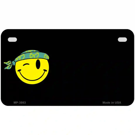 Winking Peace Smiley Offset Metal Novelty License Plate 7" x 4" (MP)