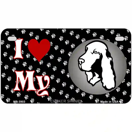 I Love My Cocker Spaniel Metal Novelty License Plate 7" x 4" (MP)