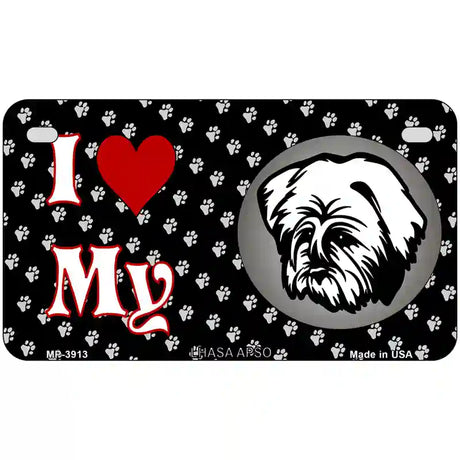 I Love My Lhasa Apso Metal Novelty License Plate 7" x 4" (MP)